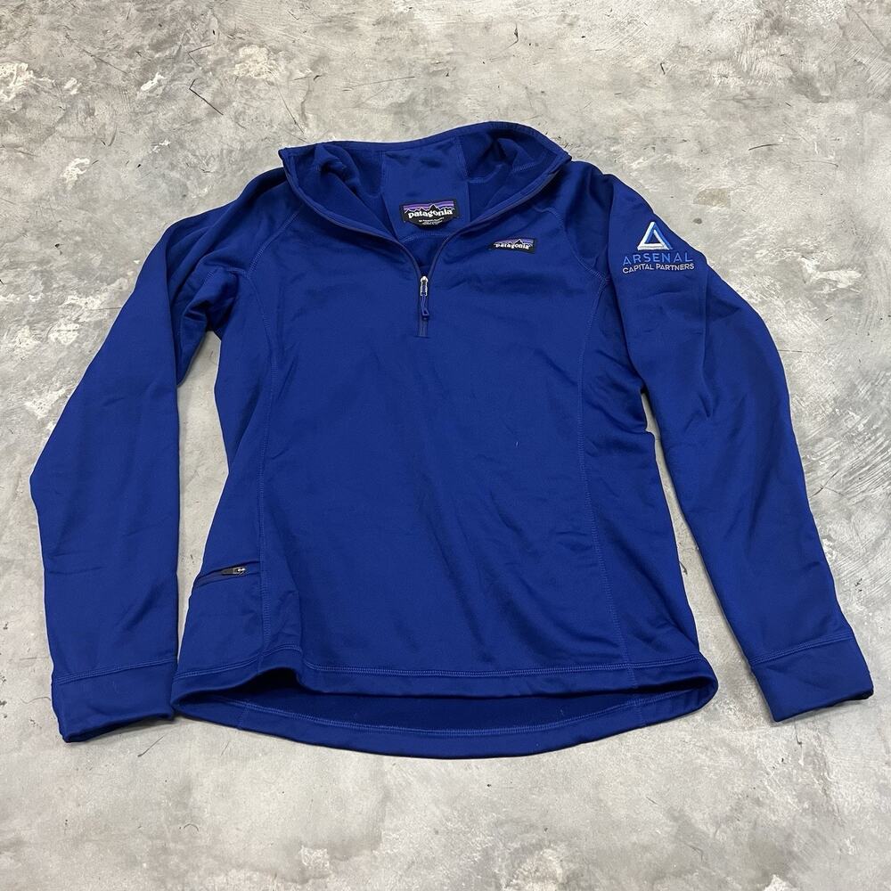 Patagonia Crosstrek Fleece Womens Size M Blue Polartec 1/4 Zip Arsenal LOGO